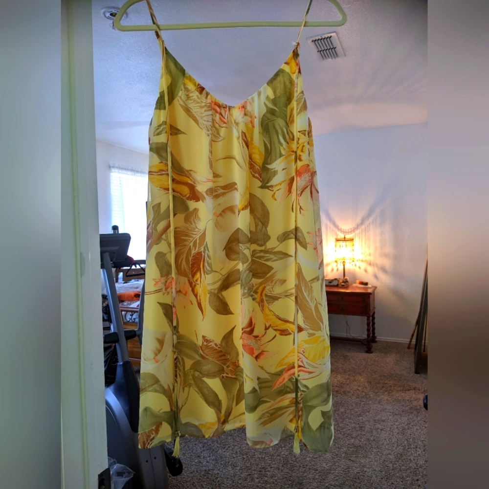 White House Black Market Yellow floral Spaghetti Strap Sundress